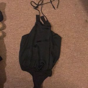 Black silk body suit